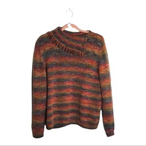 Alfred Dunner Sweater Size Large Fringe Fuzzy Wool Blend